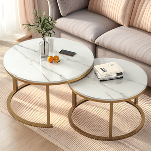A sophisticated, modern minimalist side <b>table</b> for <b>small</b> apartments, living rooms, and rental properties; a round coffee <b>table</b>. - Product Image 1