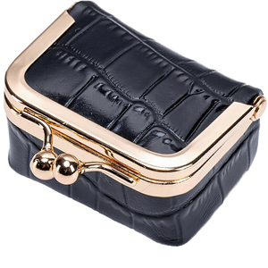 กล่องใส่เครื่องประดับหนังแท้ลายเรียบสี่เหลี่ยมขนาดเล็ก กระเป๋าใส่เหรียญแบบพกพาสไตล์วินเทจ กล่องเดินทางขนาดเล็กแบบ Kiss <span class=keywords><strong>Lock</strong></span> สำหรับผู้หญิง - Product Image 1