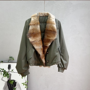 <span class=keywords><strong>Manteau</strong></span> parka pour femme, nouveau modèle automne-hiver, court, <span class=keywords><strong>vert</strong></span>, col en fourrure de vison, 90% duvet de canard blanc - Product Image 1