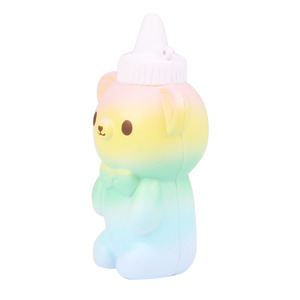 Pu <b>Squishy</b> Bear Bottle Toy Rainbow Color Slow Rebound Fidget Toy For Kids 2 To 4 Years Unisex - Product Image 4