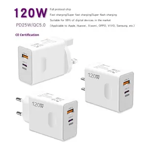 <span class=keywords><strong>Chargeur</strong></span> de téléphone portable à charge rapide double USB-A/USB-C PD+QC5.0 5V/3A ignifuge certifié CE FCC - Product Image 4