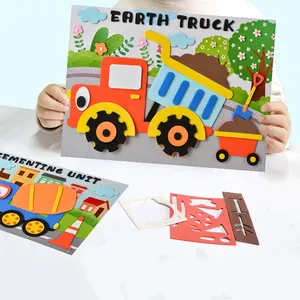 8pcs Learning Education Toys for Kids 3D Car Eva Foam Craft Sticker Self-adhesive Kids Crafts