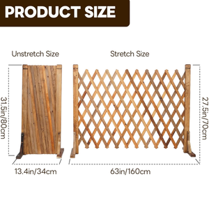 SHENGCHENG - Valla Retráctil de Madera Maciza, Celosía Portátil para Jardín, Barandilla Telescópica de Madera para Balcón de Villa - Product Image 2