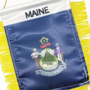 Bandera de Coche Personalizada del Estado de Maine en Satén con Borlas Amarillas, Gráfico Impreso Digitalmente - Product Image 5