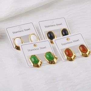 <span class=keywords><strong>Orecchini</strong></span> a Perno con Occhio di Gatto e Girasole in Acciaio Inossidabile per Donna, Placcati Sottovuoto, Gioielli di Lusso alla Moda, Regalo - Product Image 1