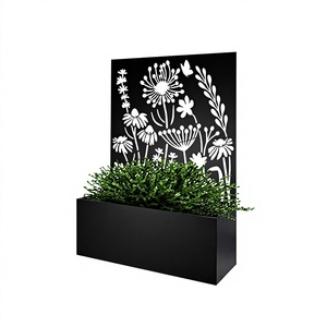 Macetero Moderno de Hierro Negro con Diseño de Patrón de Árbol, Decoración de Jardín para Exteriores, Acabado con Recubrimiento en Polvo - Product Image 2