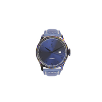 Montre mécanique pour homme, cadeau d'entreprise personnalisé en usine, cadran bleu en titane Damas, montre mécanique automatique pour homme