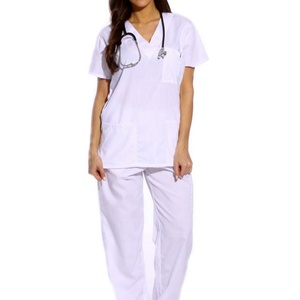 Ensembles de blouses médicales pour infirmières, six poches, tricotés (col en V, pantalon cargo), 100% polyester - Product Image 3