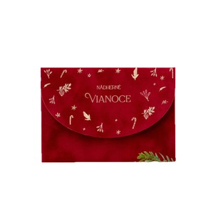 Sobre Navideño de Terciopelo Personalizado con Estampado de Piñas, Bastones de Caramelo y Estrellas en Dorado, Tarjeta Festiva - Product Image 1