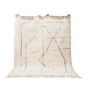 Tapis marocain en laine noué à la main, design brodé de style indien, tapis persan lavable pour intérieur et extérieur par ITHL - Product Image 1