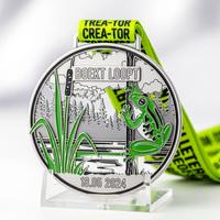 Médaille Souvenir en Alliage de Zinc Plaqué Argent Antique, Motif Grenouille Moderne Ajouré, Protection de l'Environnement