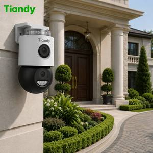 Caméra WiFi Tiandy double 4MP avec audio bidirectionnel, détection de mouvement cloud CMOS, vision nocturne couleur et lumière stroboscopique d'avertissement pour la maison - Product Image 2