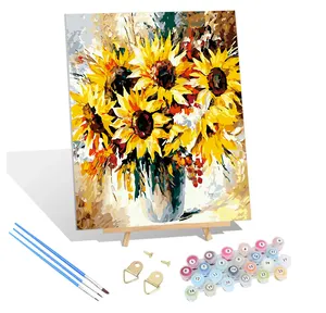 Pittura astratta dai numeri 40*50cm all'ingrosso stile europeo astratta pittura acrilica del girasole pittura fai da te dai numeri