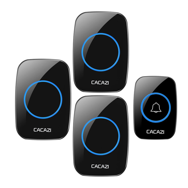 EU Plug Waterproof Home Wireless Doorbell 300M Long Range Smart Door Bell Chime Battery 1 Button 2 Receiver