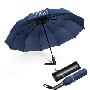 Custom logo Promotional Price Full Automatic 3 Folding Umbrella Portable 12 Ribs Foldable Umbrella for Outdoor