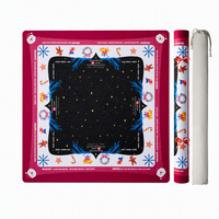 Tapis de Mahjong Américain Thème Noël en Caoutchouc Antidérapant et Anti-bruit avec Sac de Rangement – Tapis de Jeu pour Fêtes de Fin d'Année