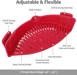 Passoire ronde pliable en silicone, résistante à la chaleur, écologique, à clipser pour la cuisine - Product Image 3