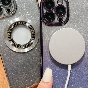 Custodia per telefono in Silicone magnetico con Design diamantato di lusso per <span class=keywords><strong>iPhone</strong></span> <span class=keywords><strong>14</strong></span> 15 Pro Max Cover protettiva per <span class=keywords><strong>fotocamera</strong></span> elettrolitica da ragazza - Product Image 4