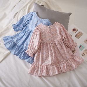 Robes pour Filles en Bas Âge GR48 en Coton Casual, Style Princesse, Manches Longues, Imprimé Floral, Longueur Genou, Robe Écologique Respirante - Product Image 2