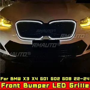 Grille de radiateur supérieure LED de course pour BMW X3 X4 X3M X4M G01 G02 G08 2022-2024, kit carrosserie de calandre avant de voiture - Product Image 3
