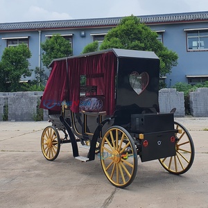 Electric Horse Carriage 2 Rows Hollow <b>Heart</b> Black Victoria Sightseeing Carriages for Sale - Product Image 2