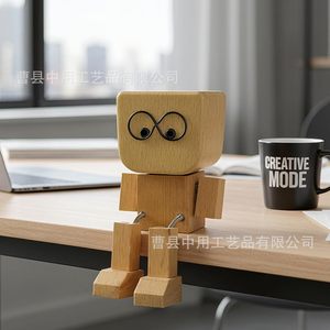 Poupée en bois à pieds mobiles avec visages interchangeables, jouet pour tableau de bord de voiture, pour enfants et adultes, ornement en bois DIY, cadeau - Product Image 3