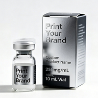 Emballage individuel pour flacons de 3 ml et 10 ml, flacons Pepti, étiquette et boîte holographiques brillantes pour flacon de 3 ml