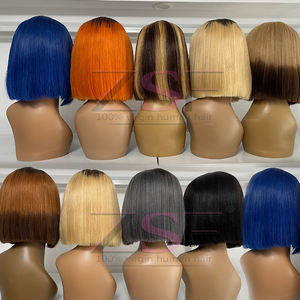 Vente en gros personnalisé HD Lace Front Wig Court Bob Cut Raw Virgin Cheveux humains indiens sans colle avec Transparent Lace Highlight Couleur - Product Image 6