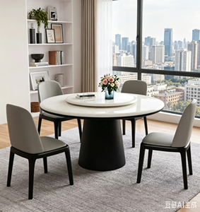 <span class=keywords><strong>Table</strong></span> à manger ronde en marbre naturel nordique avec fonction de cuisson par induction, pivotante, moderne, minimaliste, mobilier de maison de luxe léger - Product Image 1