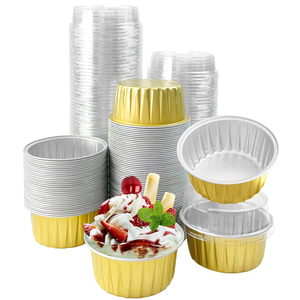 Wholesale Customizable Food Grade Disposable Aluminum <b>Foil</b> PET Lid Pudding Cups <b>Containers</b> Custom Color Size for Baking Dessert - Product Image 1
