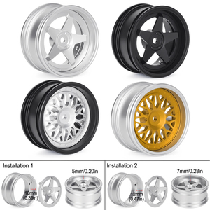 Juego de 4 Llantas de Aluminio de 52*26mm con Desplazamiento Ajustable de 12mm Hexagonales para Coche RC a Escala <span class=keywords><strong>1</strong></span>/10 <span class=keywords><strong>Tamiya</strong></span> TT01 TT02 HSP RedCat Kyosho Upgrade - Product Image 1