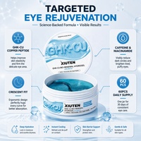 Masque pour les yeux à l'acide hyaluronique, au peptide de cuivre bleu et à la caféine, patch hydrogel GHK-Cu bio-rénovateur pour le contour des yeux