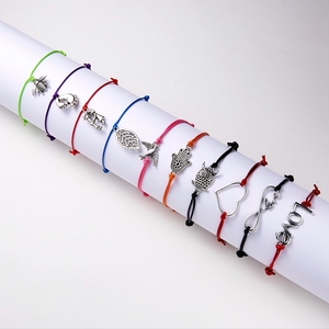 Mode Charme Alliage Amour Coeur <span class=keywords><strong>Feuille</strong></span> Argentée Antic Paume Avaler Hibou Pendentif <span class=keywords><strong>Abeille</strong></span> <span class=keywords><strong>Cire</strong></span> Réglable Cordon Carte De Souhait Bracelet Pour Les Femmes - Product Image 3