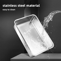 Kotak Pasir Kucing Stainless Steel dengan Tutup, Wadah Dalam, Ukuran Ekstra Besar