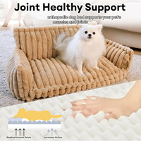 Lit Canapé Orthopédique pour Chien, Luxueux et Tendance, à Rayures, en Fausse Laine d'Agneau, Double Couche, Matériau Peluche Doux, Forme Rectangle – Vente en Gros Usine