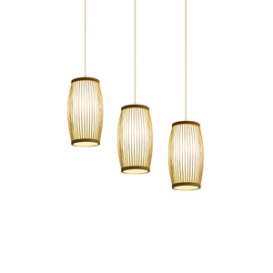 Lampe suspendue ovale en bambou de style chinois, E27 Led, à tête unique, pour restaurant, maison d'hôtes, couloir, éclairage décoratif - Product Image 5