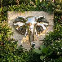 Statue de tête d'éléphant en acier inoxydable personnalisée, surface polie miroir, décoration moderne pour l'extérieur et la maison, sculpture