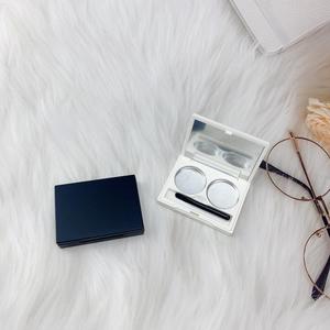 Double Compartment <b>Mirrored</b> <b>Square</b> Eyeshadow Lipstick Sample Box 26mm Inner Diameter Pressure Plate With Cover - Product Image 1