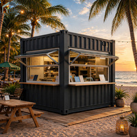Café Conteneur Modulaire Préfabriqué en Acier à Conception Personnalisée, Boutique Éphémère de 10 pieds avec Fenêtre de Service Pliante