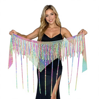 Écharpe de danse orientale scintillante avec strass et pampilles colorées pour femme – Collection Hot Sale