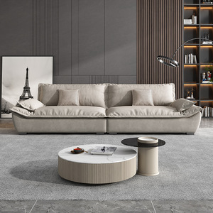 <b>Sofa</b> L-Shaped Straight Creamy Fabric Upholstered Foam Filling Living Room Furniture - Product Image 4