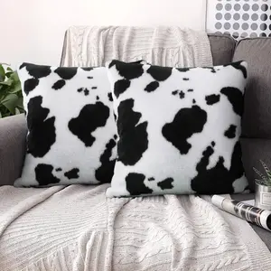 Funda de almohada con estampado de vaca de doble cara, cubierta de piel sintética de vaca, decoración de granja para sofá, hogar y fiesta, 18x18 pulgadas