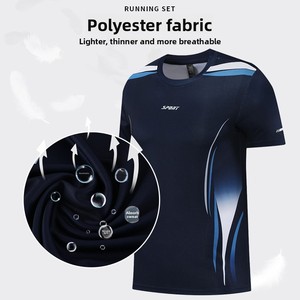 Conjunto Deportivo Unisex <span class=keywords><strong>de</strong></span> Verano para Correr, <span class=keywords><strong>de</strong></span> Secado Rápido, Poliéster, Holgado, para Fitness, Camiseta <span class=keywords><strong>de</strong></span> Manga Corta y Pantalones Cortos Elásticos - Product Image 3