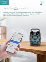 Haut-parleur portable sans fil de 3 pouces avec lumière extérieure, caisson de basses, TWS, FM, USB