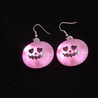 Boucles d'oreilles LED personnalisées en forme de cœur rose et de citrouille, bijoux lumineux pour fête d'Halloween, vente en gros