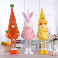 Gnome en peluche vert et rose fantaisiste avec un chapeau pliable à lumière LED chaude, décoration de Pâques porte-bonheur