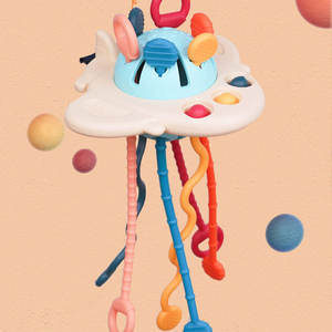 बेबी फूड ग्रेड टीईईथर रैटल्स शुरुआती सीखने के संवेदी खिलौना बच्चे संवेदी सिलिकॉन पुल स्ट्रिंग मोंटेसरी खिलौने - Product Image 1