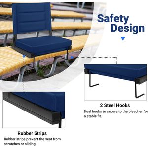 Siège de stade Maeytau Navy pour gradins avec support dorsal, coussin épais rembourré et sangle d'épaule - Product Image 3