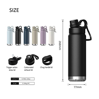 Bouteille isotherme de 24 oz au design premium en acier inoxydable revêtu, garde les boissons froides pendant des heures, chaudes pendant 12 heures