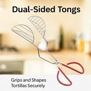 Pinze per Conchiglie Taco da Cucina, <span class=keywords><strong>in</strong></span> Acciaio Cromato con Manico <span class=keywords><strong>in</strong></span> PVC Anti-Calore, per Conchiglie Croccanti Fatte <span class=keywords><strong>in</strong></span> <span class=keywords><strong>Casa</strong></span>, Tacos e Antipasti - Product Image 2